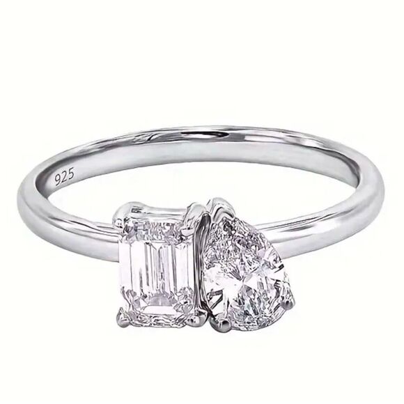 2 CT Ethical Lab Grown Moissanite Diamond Ring 18 KT White Gold Plated. 6. NEW. - Picture 1 of 5